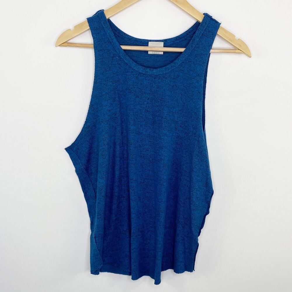 Free Peopleβ We The Free Blue Cut Off Tank Top Womens XS Marled Summer Basic
